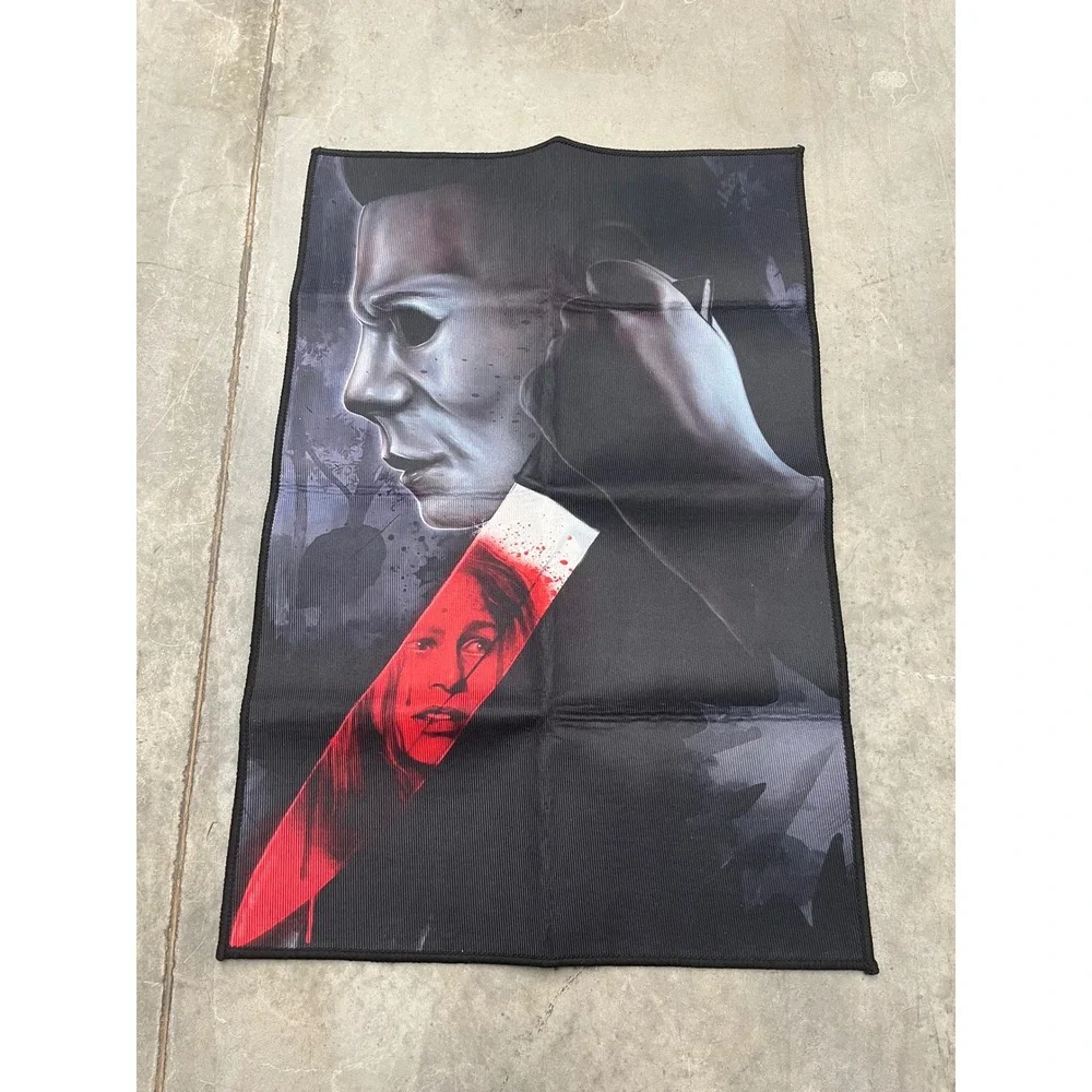Michael Myers Halloween Horror Movie Small Area Rug Mat Black Red White Slashing